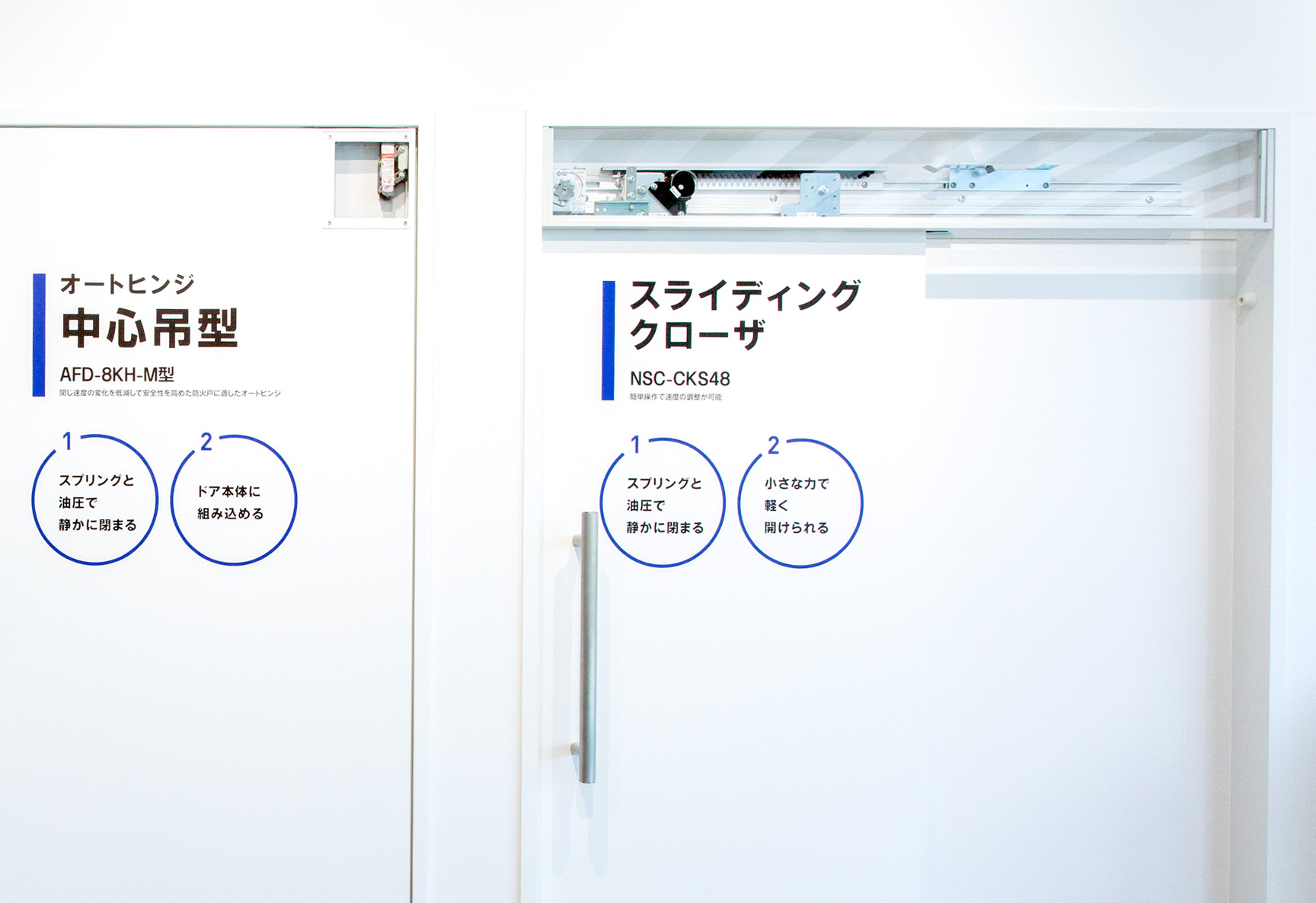 通常は見ることのできないドア内部の構造や、スプリング等の動きも楽しめる
